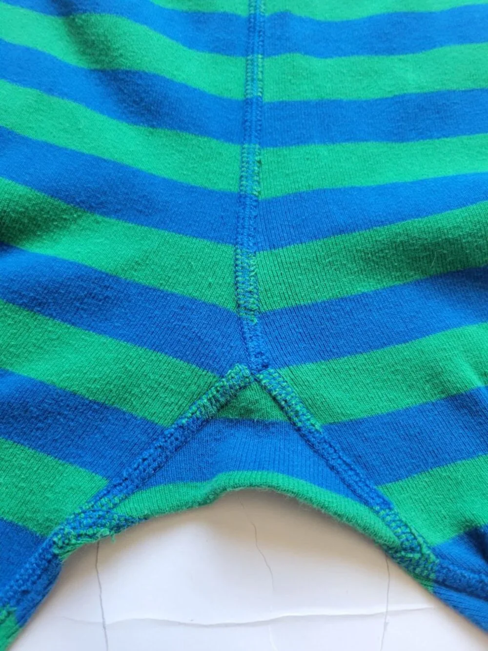 Hanna Andersson striped long john pajama pants blue and green with orange cuffs